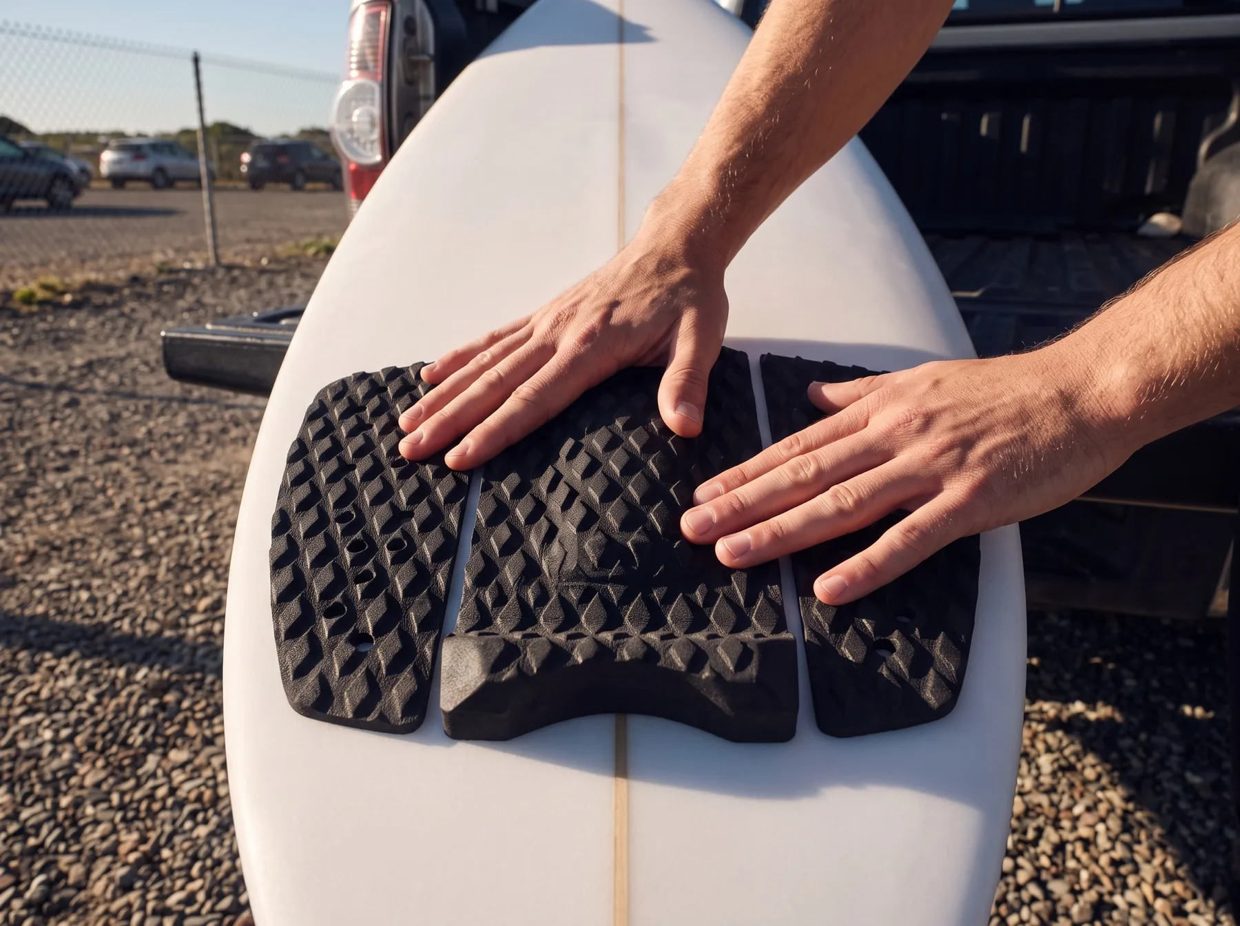 A traction pad on a board