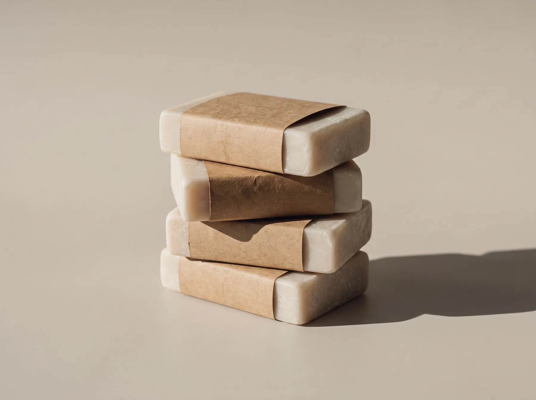Four wrapped blocks of cold-water wax