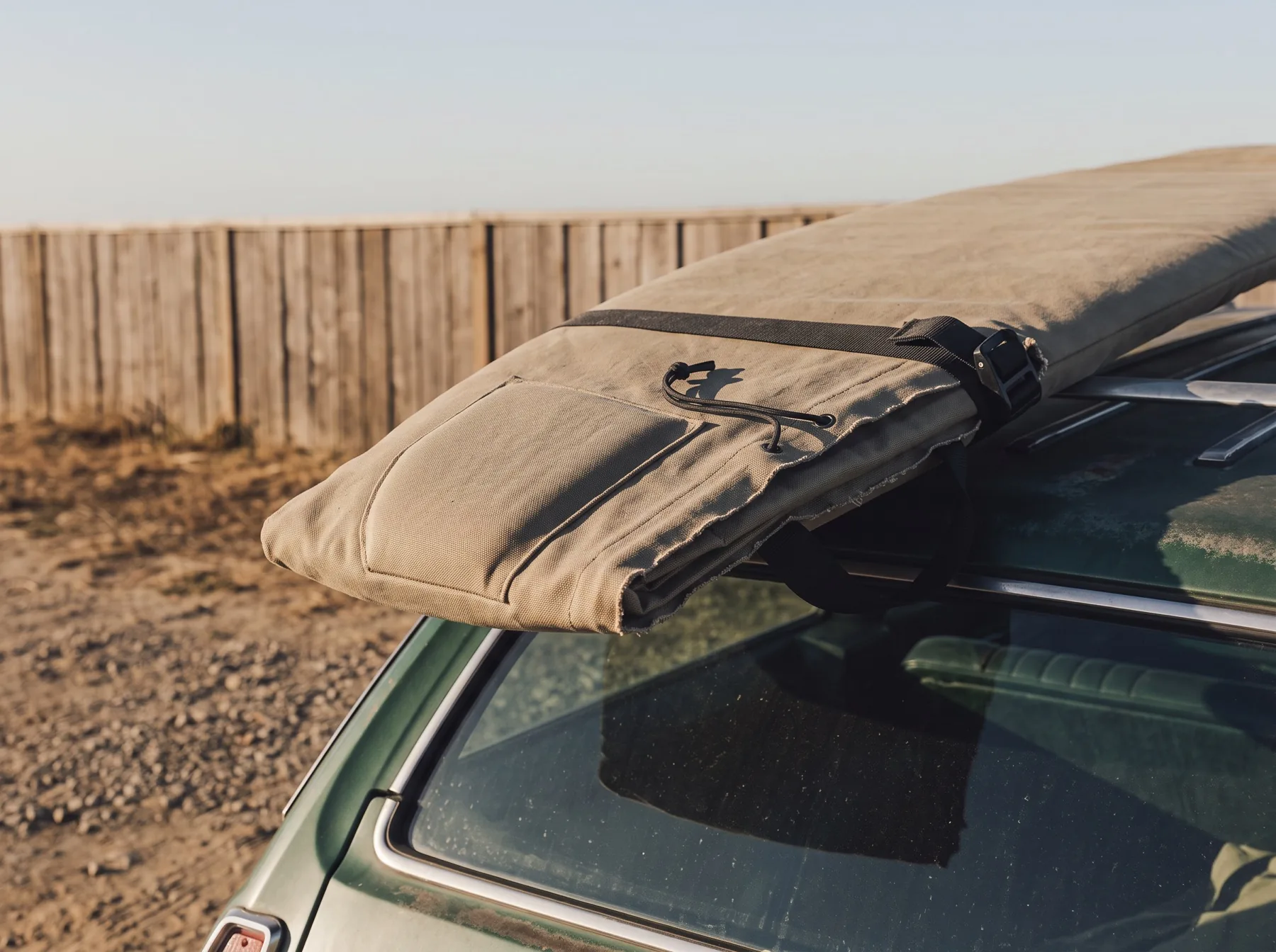 A board in its sock on a roof